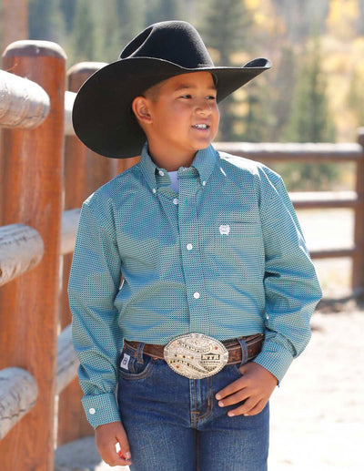 Cinch Boys Turquoise Long Sleeve Print Shirt MTW7060391 - Southern Soule Designs