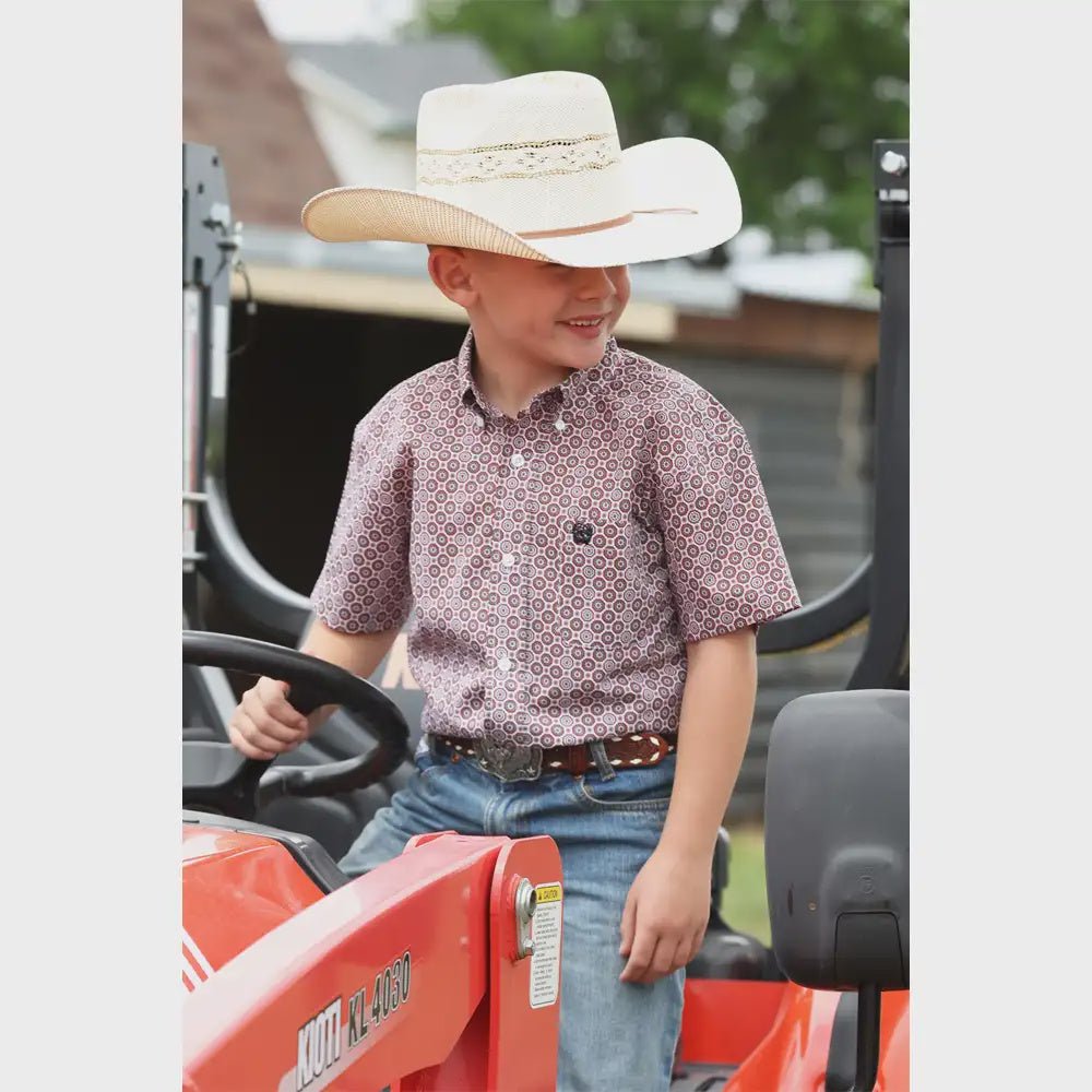 Cinch Boy's White Short Sleeve Shirt MTW7140040 - Southern Soule Designs