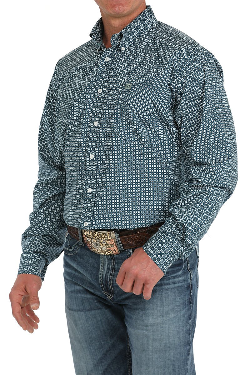 Cinch Men' s Long Sleeve Print Shirt Blue MTW1105889 - Southern Soule Designs