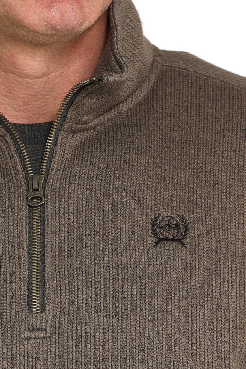 Cinch Men's 1/4 Zip Sweater Brown MWK1080017 - Southern Soule Designs
