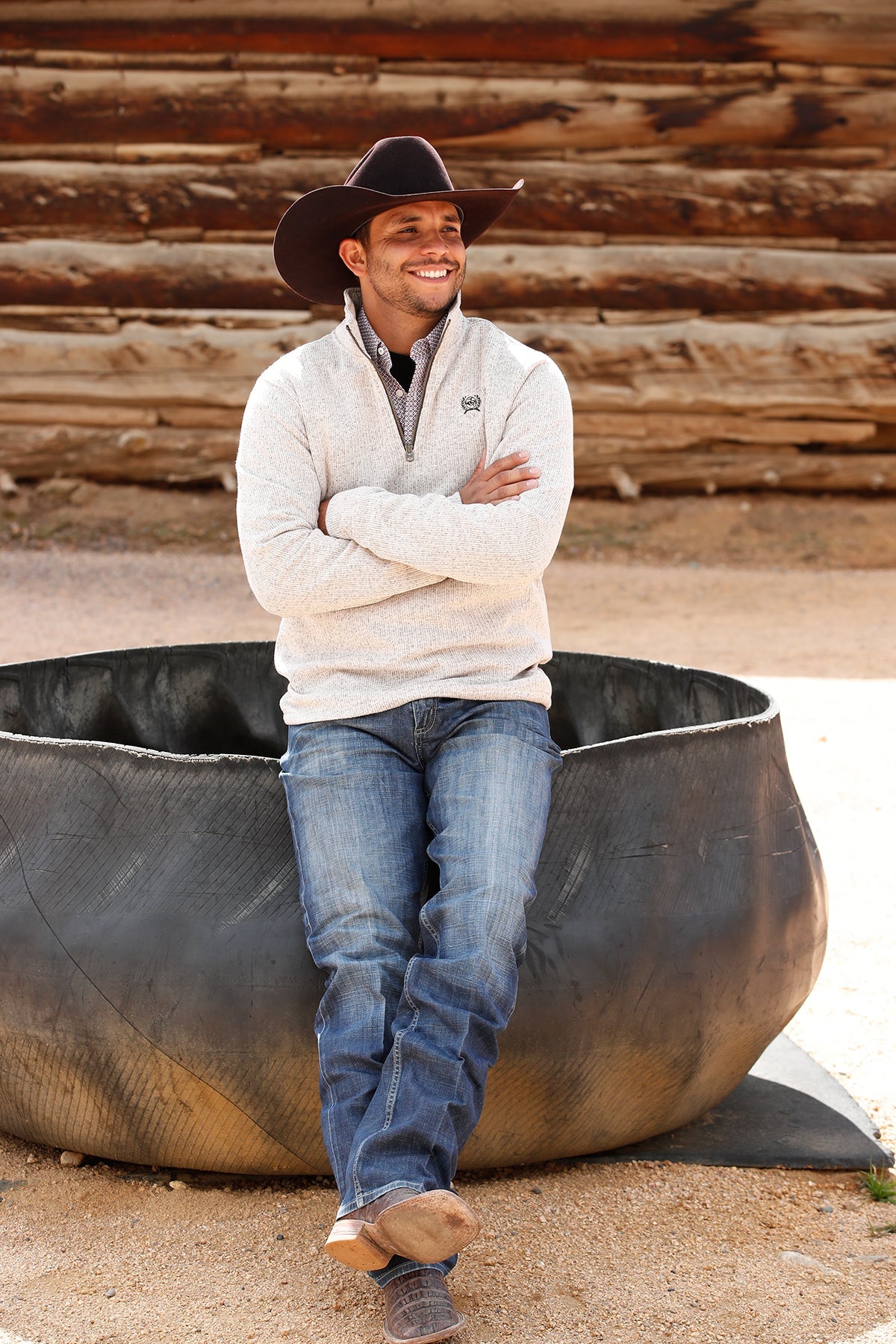 Cinch Men's 1/4 Zip Sweater Stone MWK1080013 - Southern Soule Designs