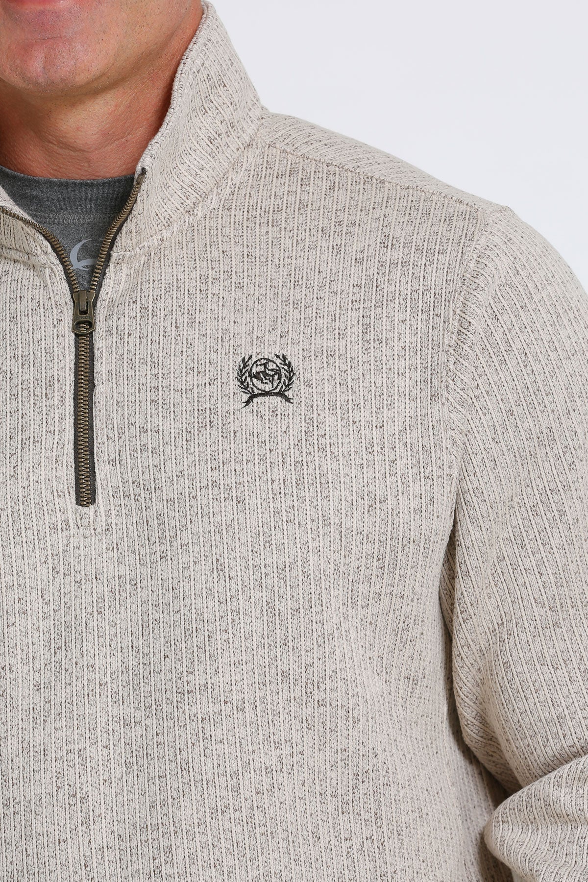 Cinch Men's 1/4 Zip Sweater Stone MWK1080013 - Southern Soule Designs