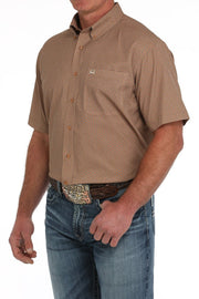 Cinch Men's Arenaflex Geometric Print Short Sleeve Shirt Brown MTW1704147 - Southern Soule Designs