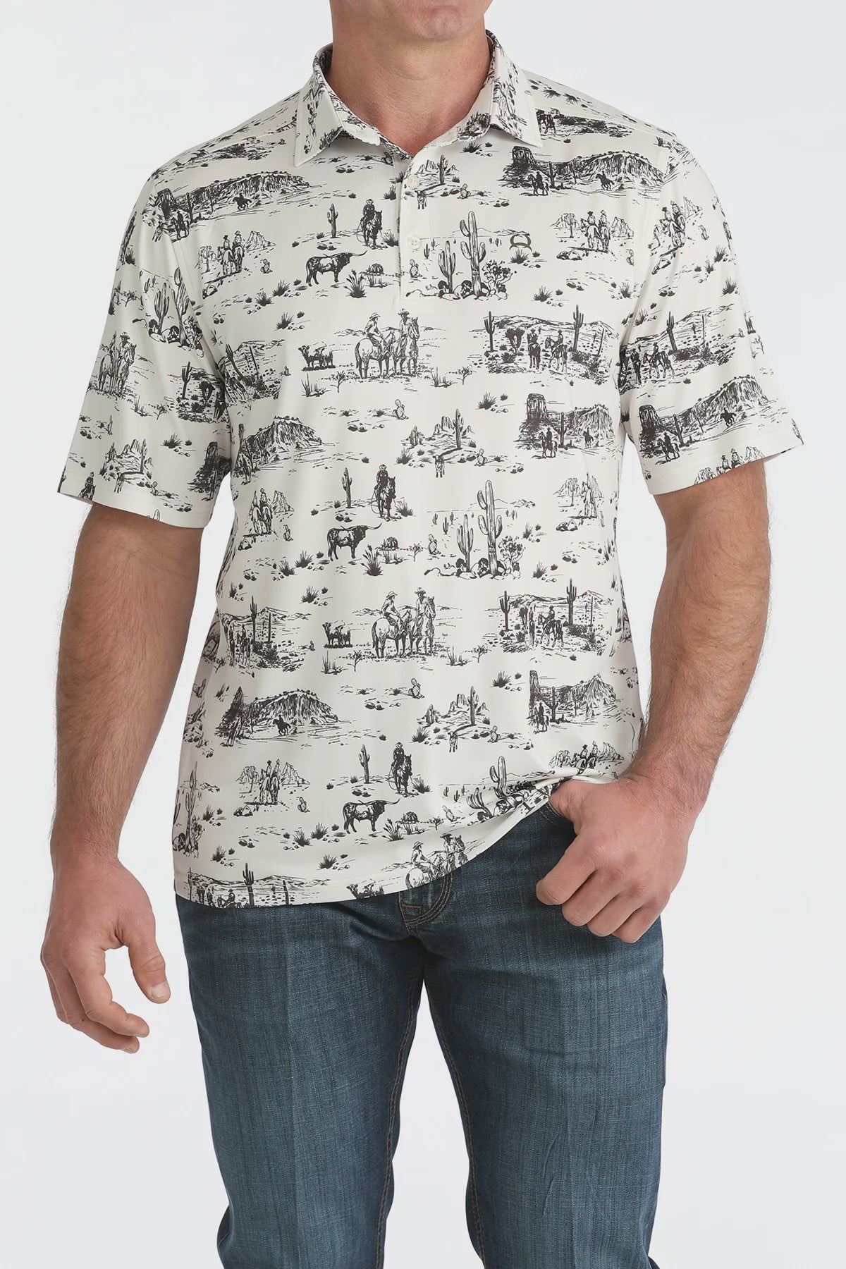 Cinch Men's ArenaFlex Polo Cream MTK1865038 - Southern Soule Designs