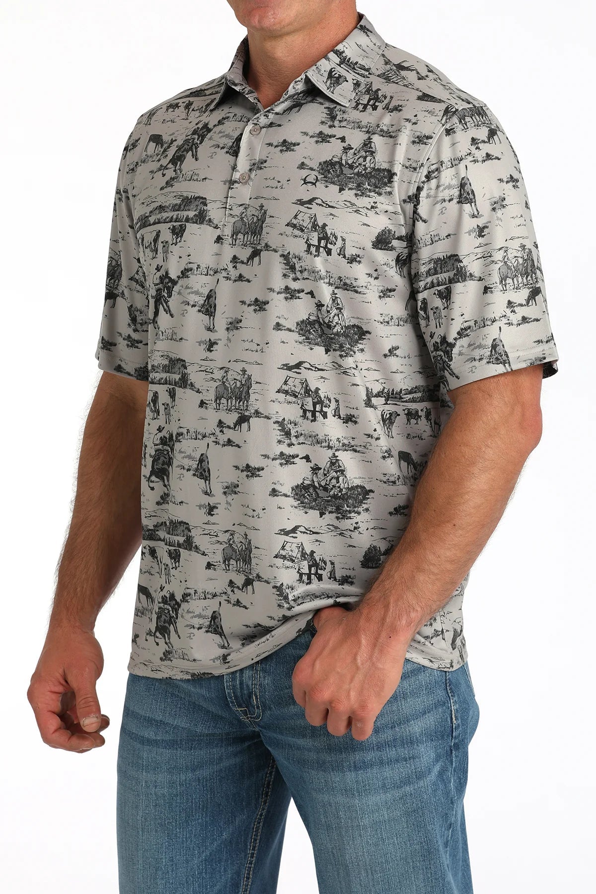 Cinch Men's Arenaflex Polo Gray MTK1863049 - Southern Soule Designs