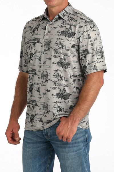 Cinch Men's Arenaflex Polo Gray MTK1863049 - Southern Soule Designs
