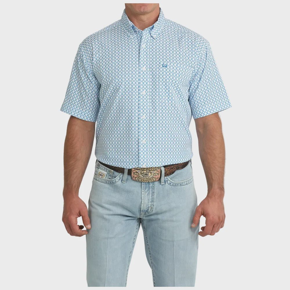 Cinch Men's ArenaFlex Short Sleeve Blue Print MTW1704170 - Southern Soule Designs