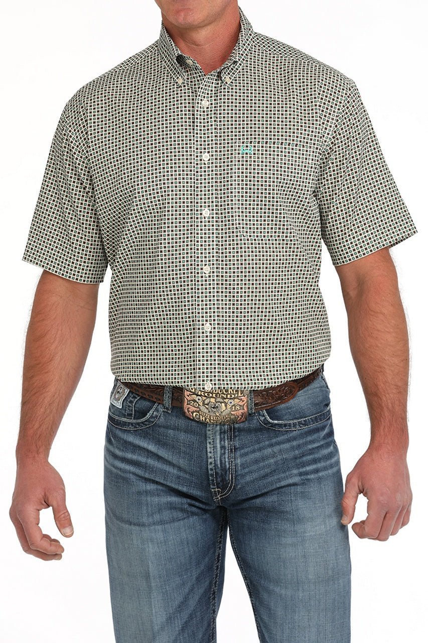 Cinch Men's Arenaflex Short Sleeve Geometric Print Shirt Cream MTW1704148 - Southern Soule Designs