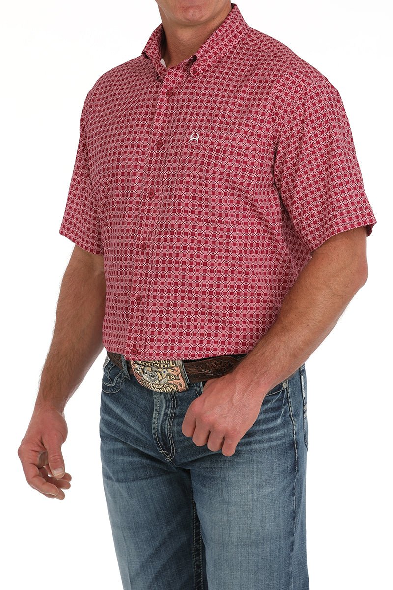 Cinch Men's Arenaflex Short Sleeve Shirt Pink MTW1704151 - Southern Soule Designs