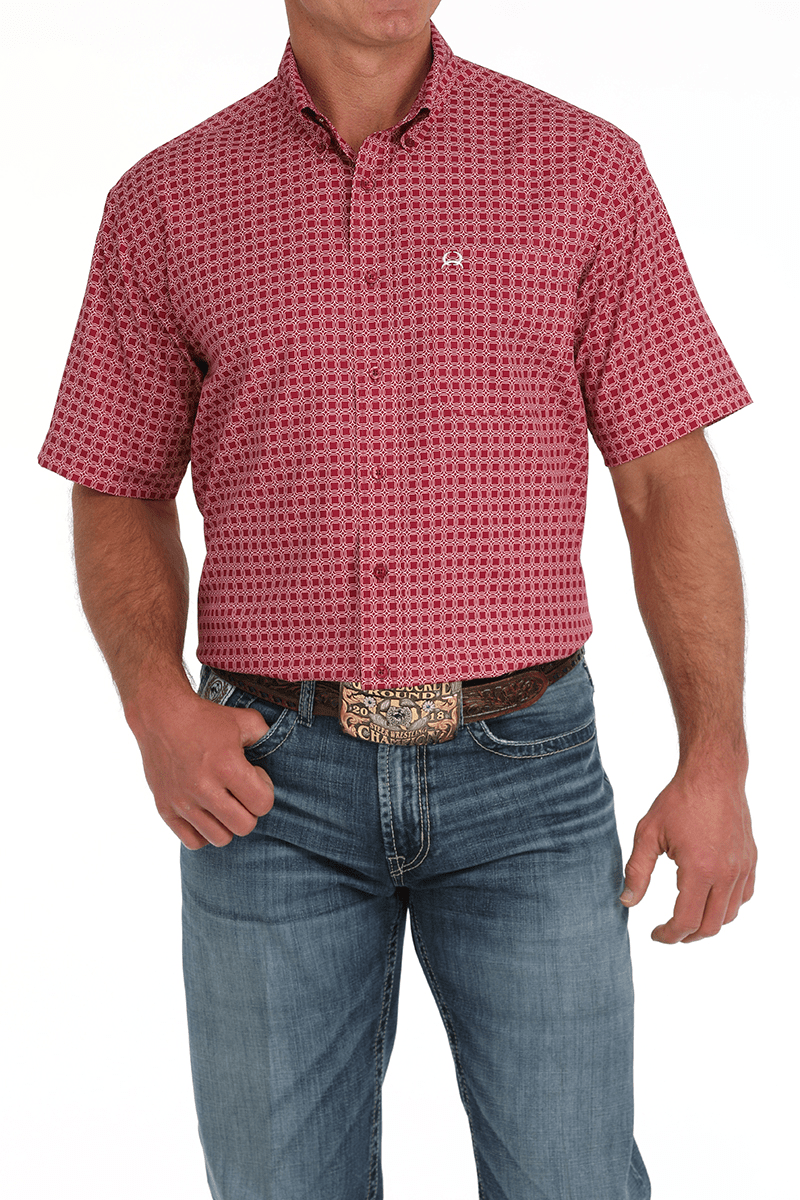 Cinch Men's Arenaflex Short Sleeve Shirt Pink MTW1704151 - Southern Soule Designs
