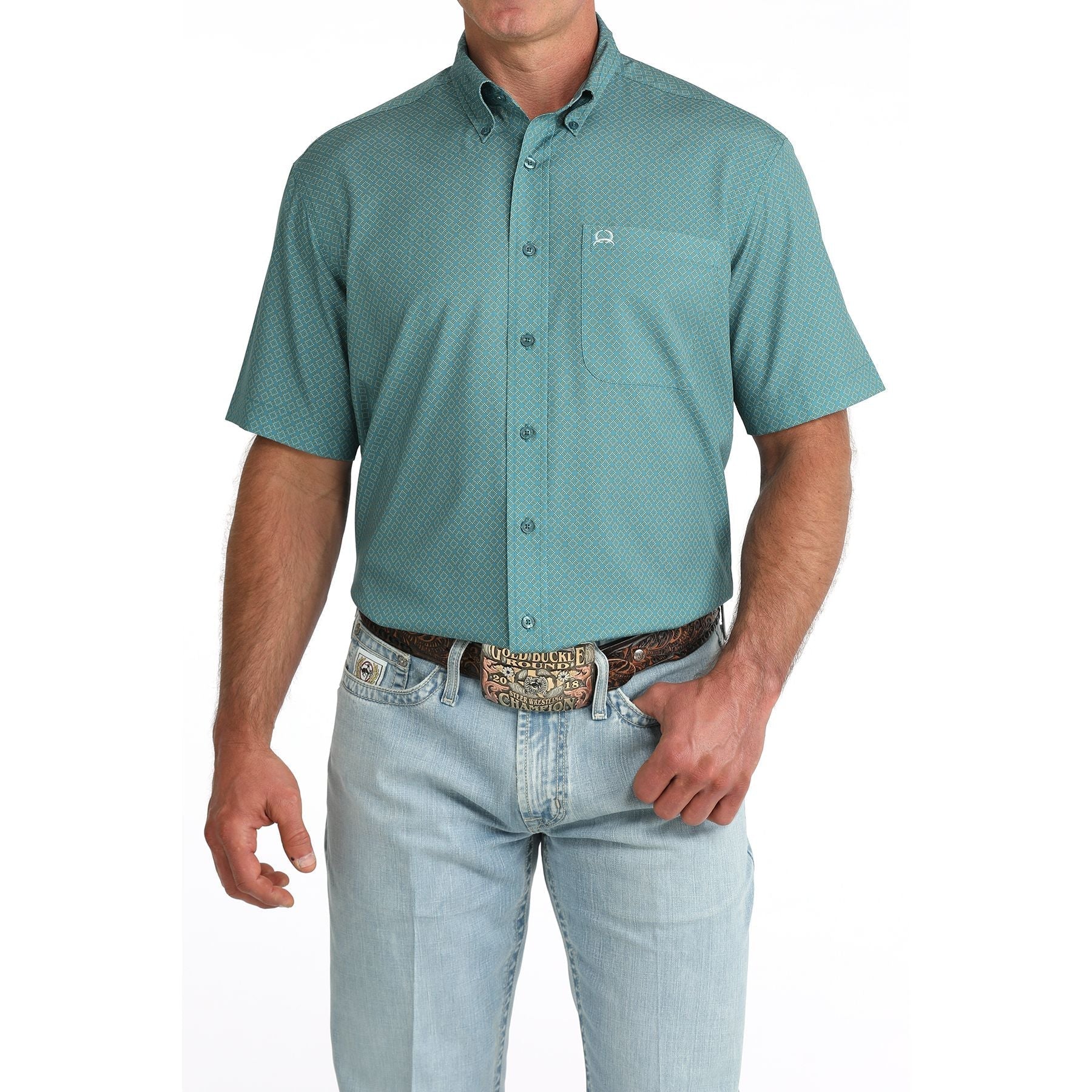 Cinch Men's Arenaflex Teal Short Sleeve Shirt MTW1725005 - Southern Soule Designs