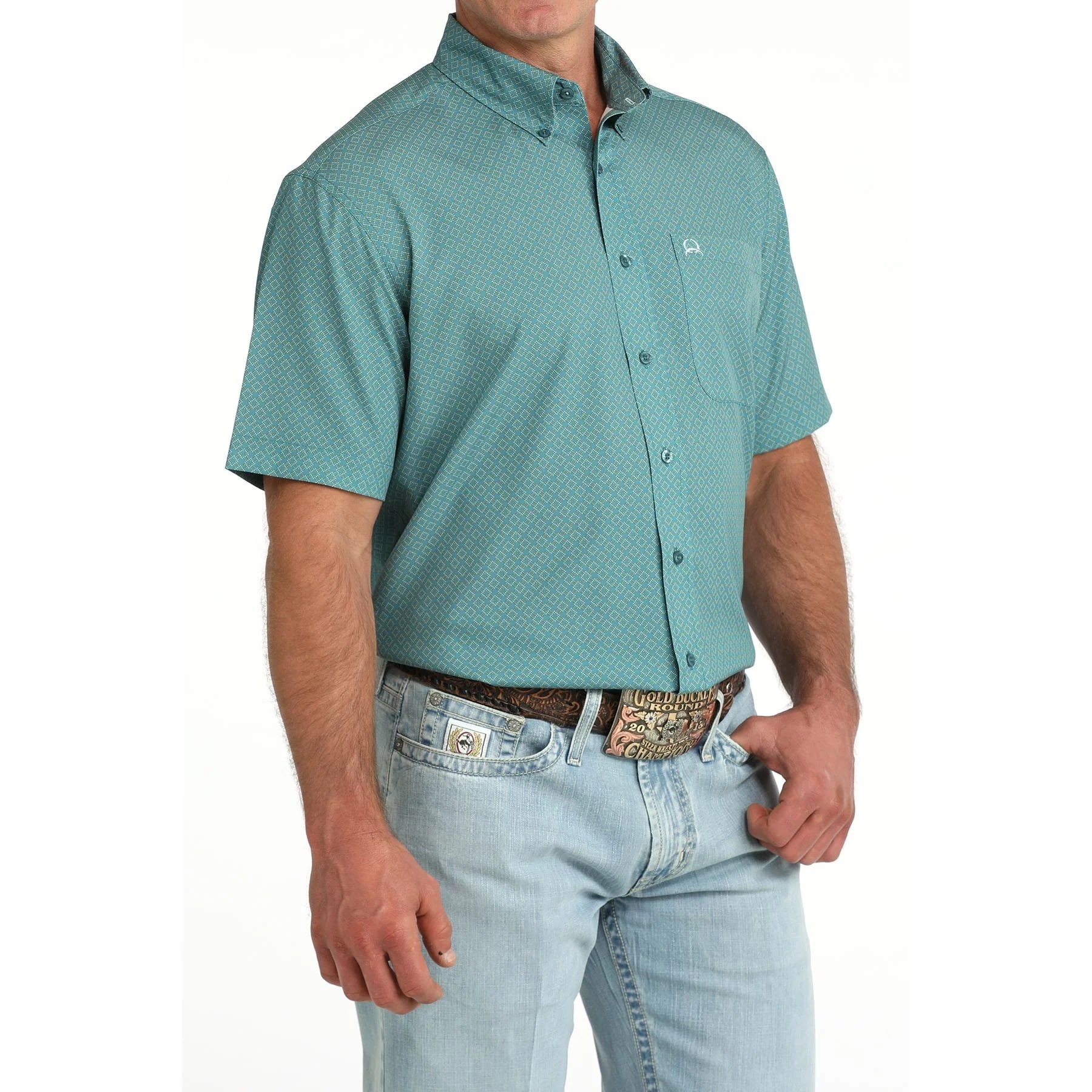 Cinch Men's Arenaflex Teal Short Sleeve Shirt MTW1725005 - Southern Soule Designs
