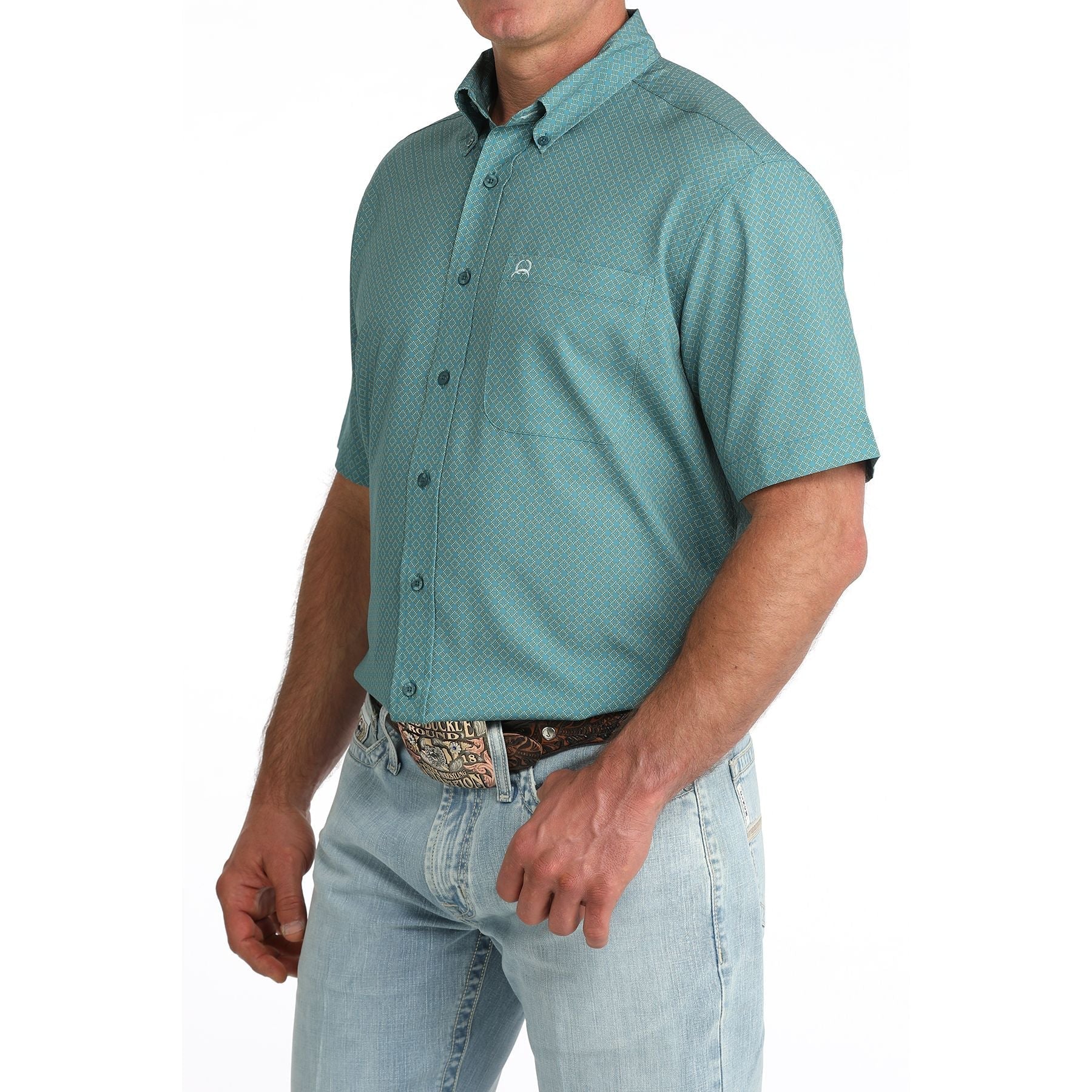 Cinch Men's Arenaflex Teal Short Sleeve Shirt MTW1725005 - Southern Soule Designs