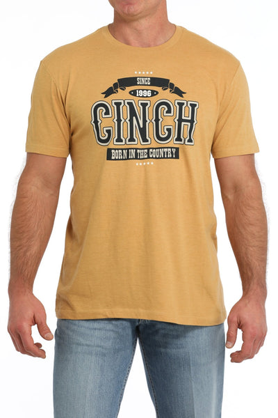 Cinch Men's Born In The Country Tee Gold MTT1690652 - Southern Soule Designs