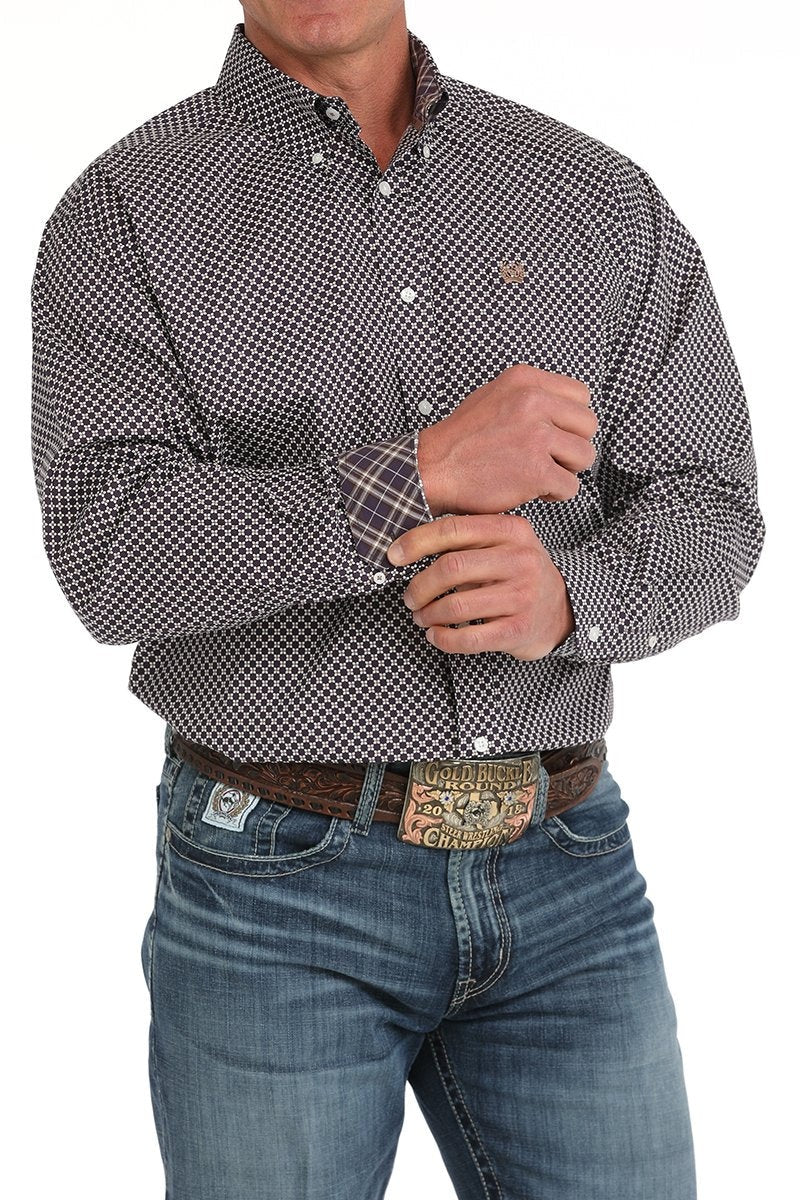 Cinch Men's Floral Print Button - Down Shirt Purple MTW1105878 - Southern Soule Designs