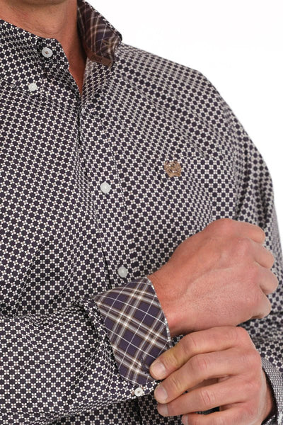 Cinch Men's Floral Print Button - Down Shirt Purple MTW1105878 - Southern Soule Designs