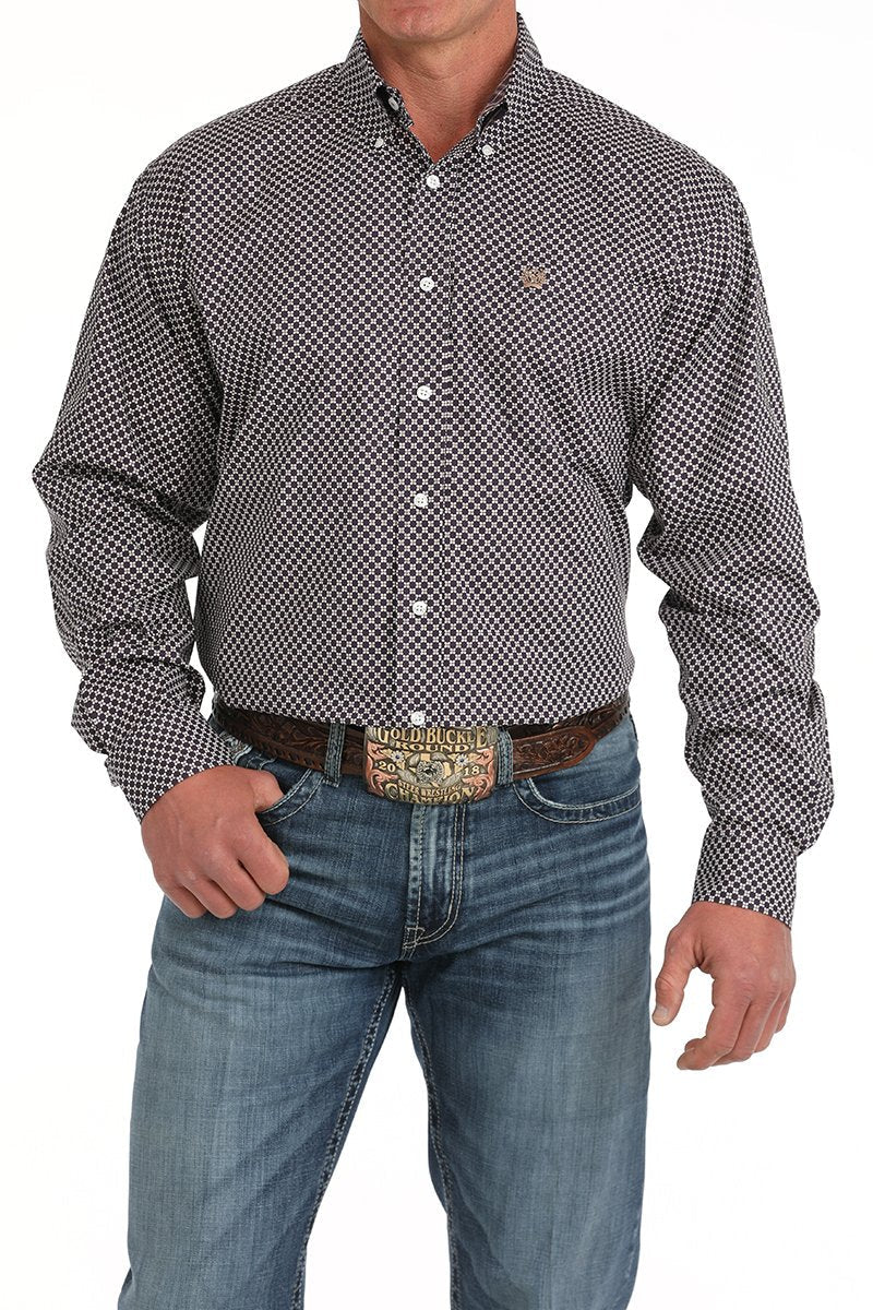 Cinch Men's Floral Print Button - Down Shirt Purple MTW1105878 - Southern Soule Designs