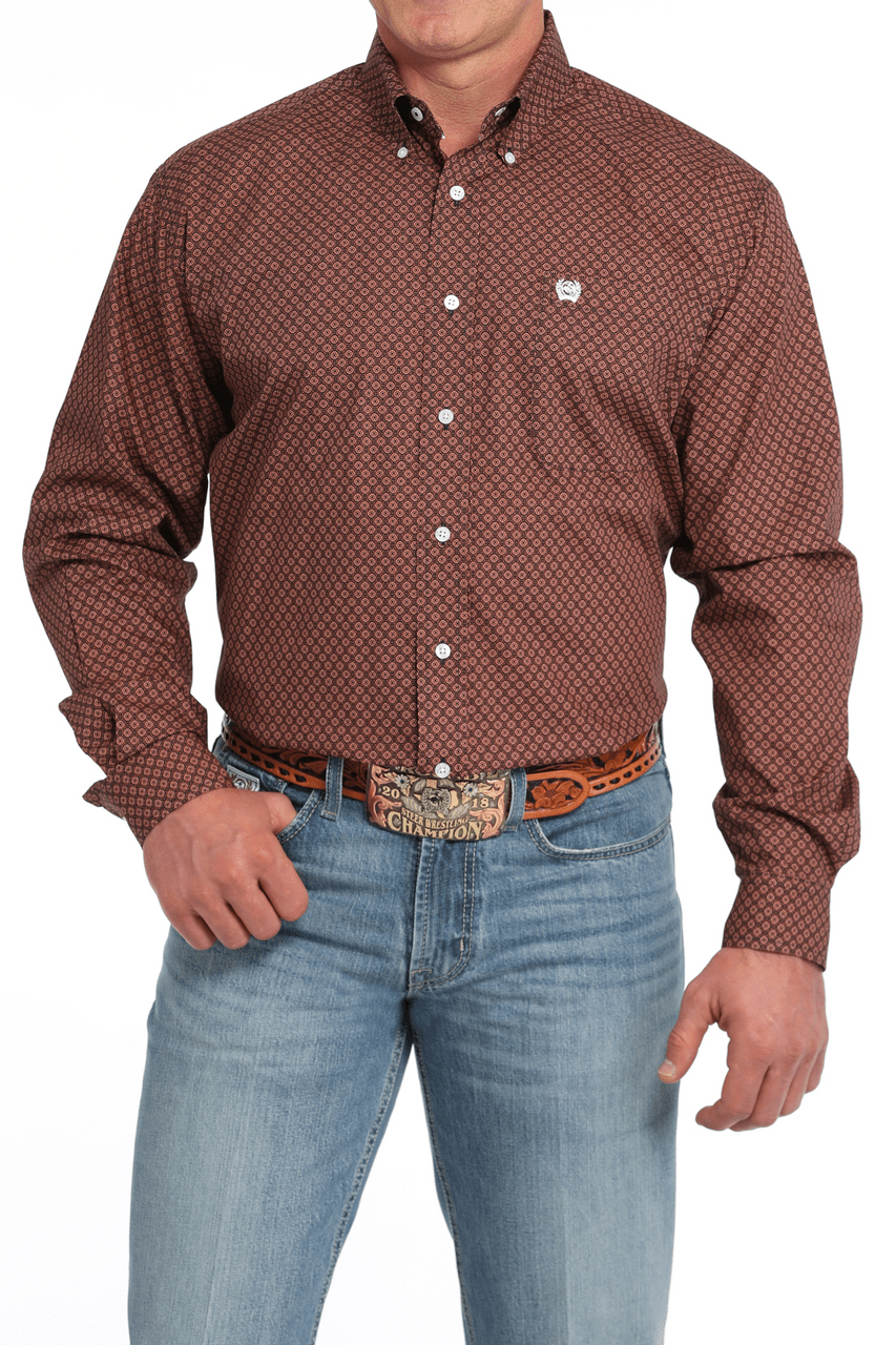Cinch Men's Geometric Print Long Sleeve Western Shirt - Navy MTW1105846 - Southern Soule Designs