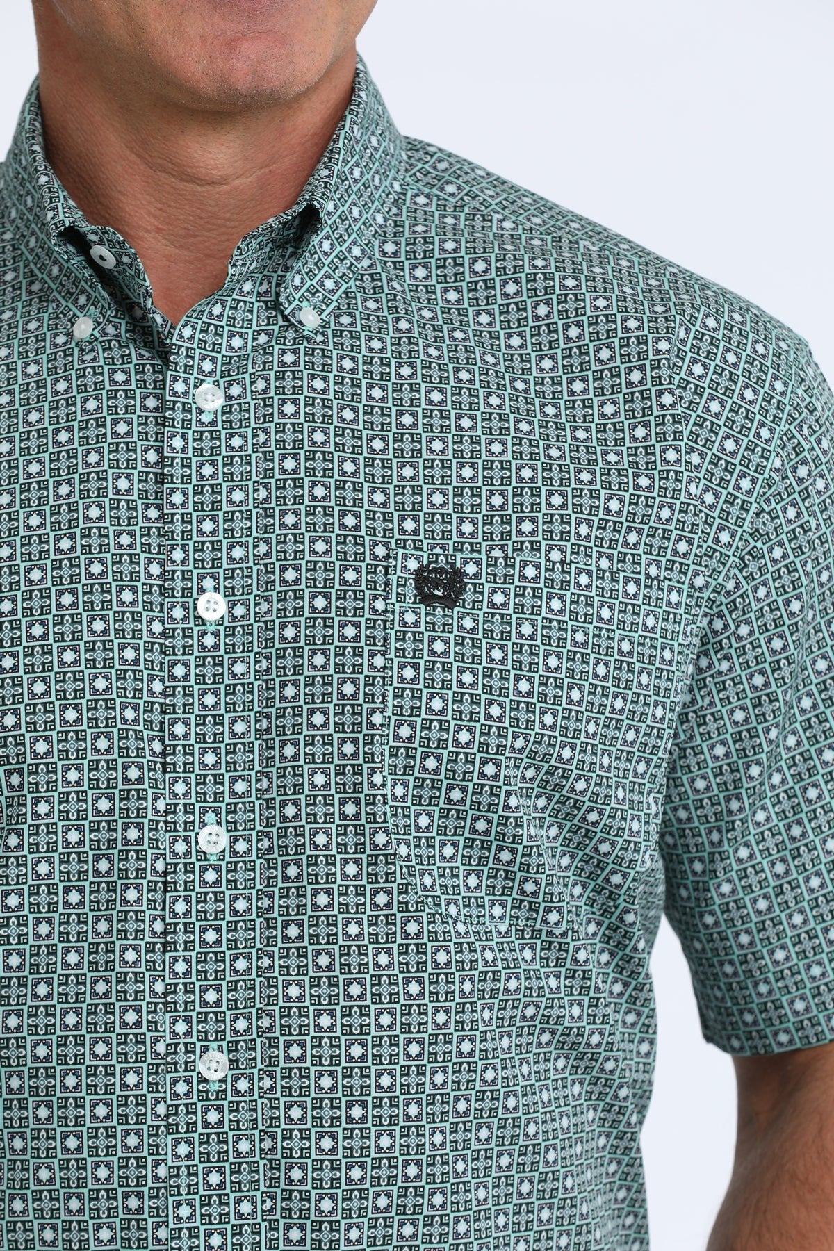 Cinch Men's Geometric Print Short Sleeve Shirt Green MTW1111528 - Southern Soule Designs