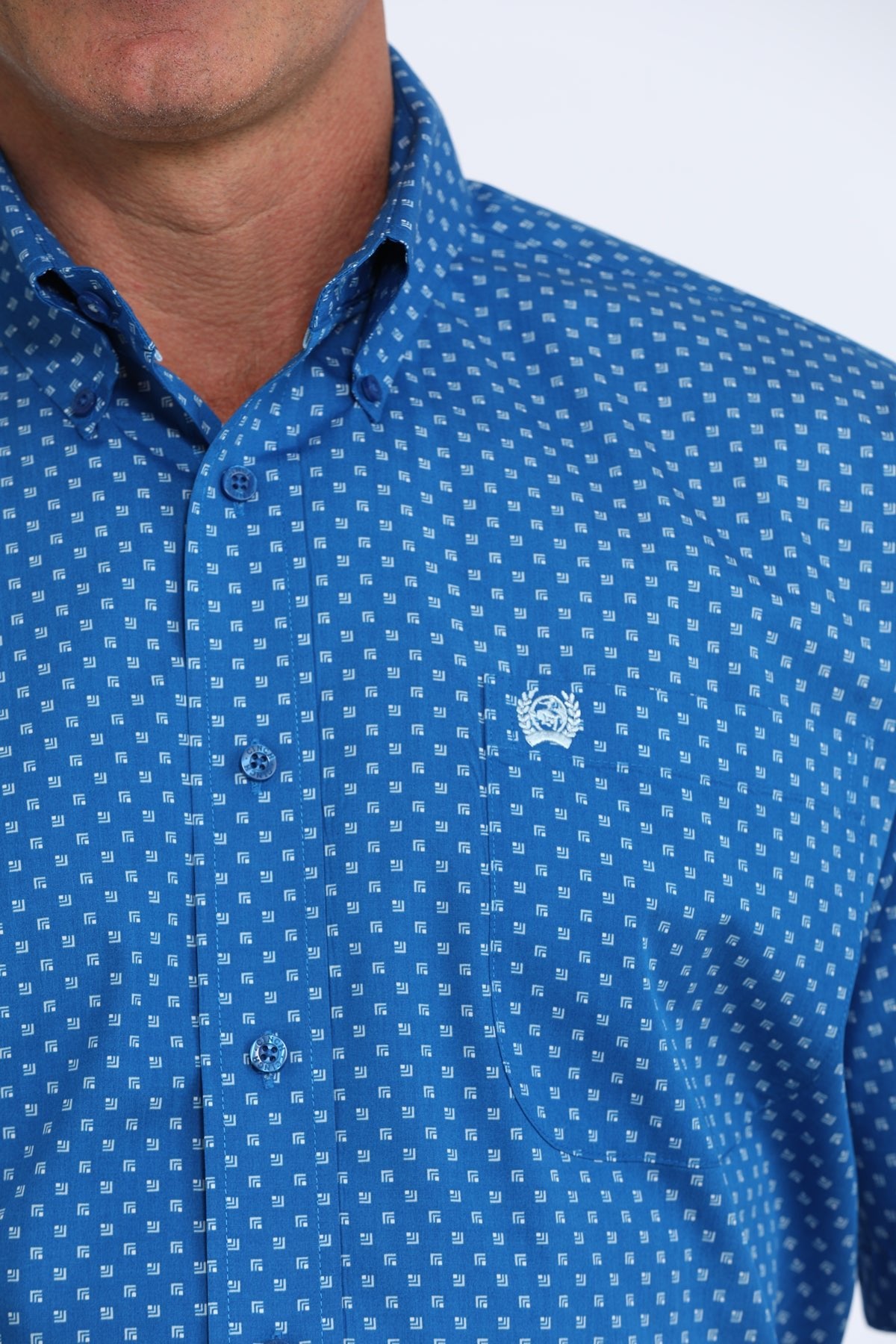Cinch Men's Geometric Print Short Sleeve Shirt Royal MTW1111532 - Southern Soule Designs