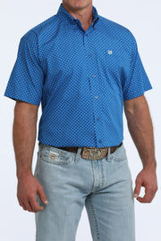 Cinch Men's Geometric Print Short Sleeve Shirt Royal MTW1111532 - Southern Soule Designs