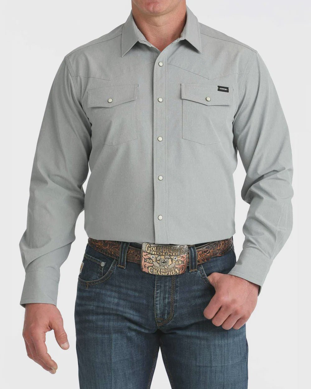 Cinch Men's Long Sleeve Camp Shirt Gray MTW1403005 - Southern Soule Designs