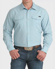 Cinch Men's Long Sleeve Camp Shirt Light Blue MTW1403006 - Southern Soule Designs