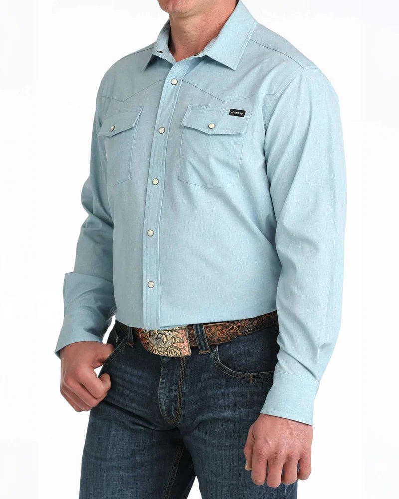 Cinch Men's Long Sleeve Camp Shirt Light Blue MTW1403006 - Southern Soule Designs