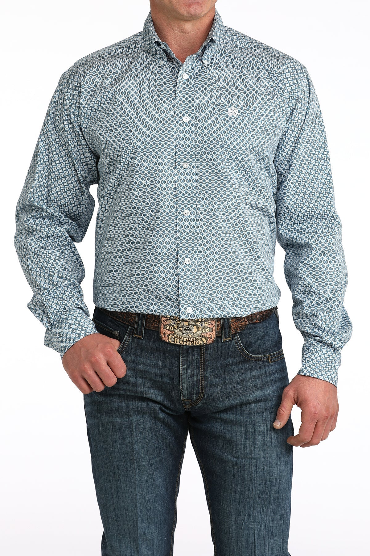 Cinch Men's Long Sleeve Print Shirt Blue MTW1106048 - Southern Soule Designs