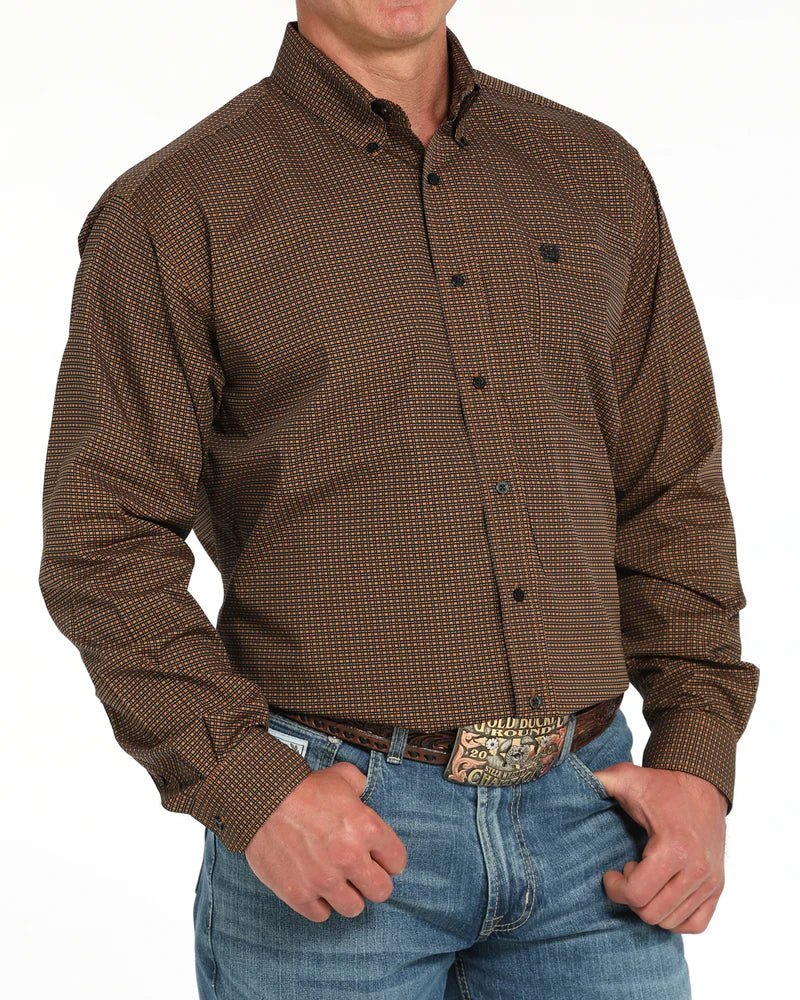 Cinch Men's Long Sleeve Print Shirt Brown MTW1106029 - Southern Soule Designs