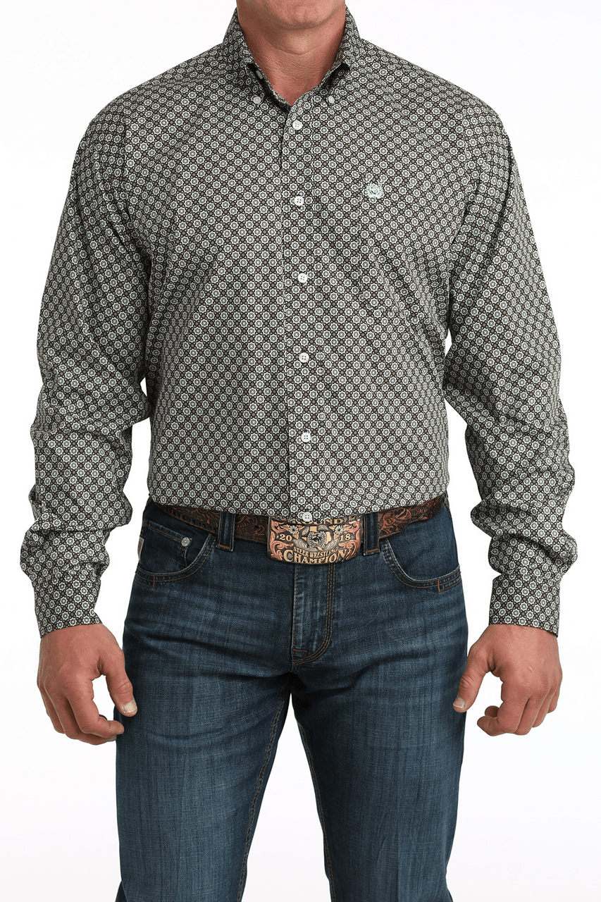 Cinch Men's Long Sleeve Print Shirt Brown MTW1106064 - Southern Soule Designs