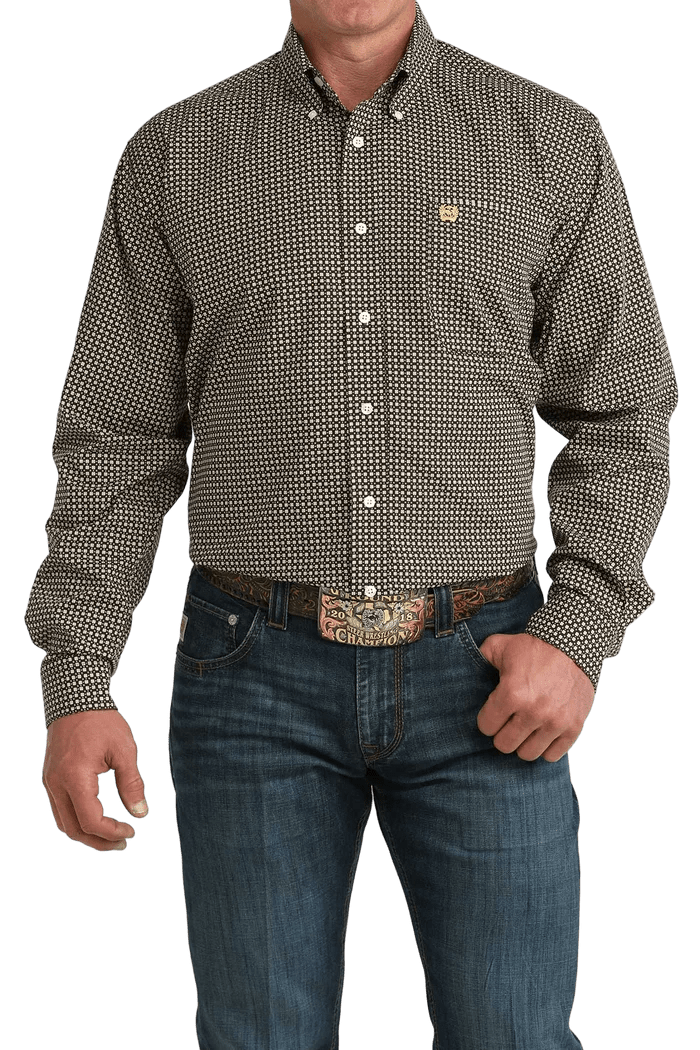 Cinch Men's Long Sleeve Print Shirt Brown MTW1106066 - Southern Soule Designs