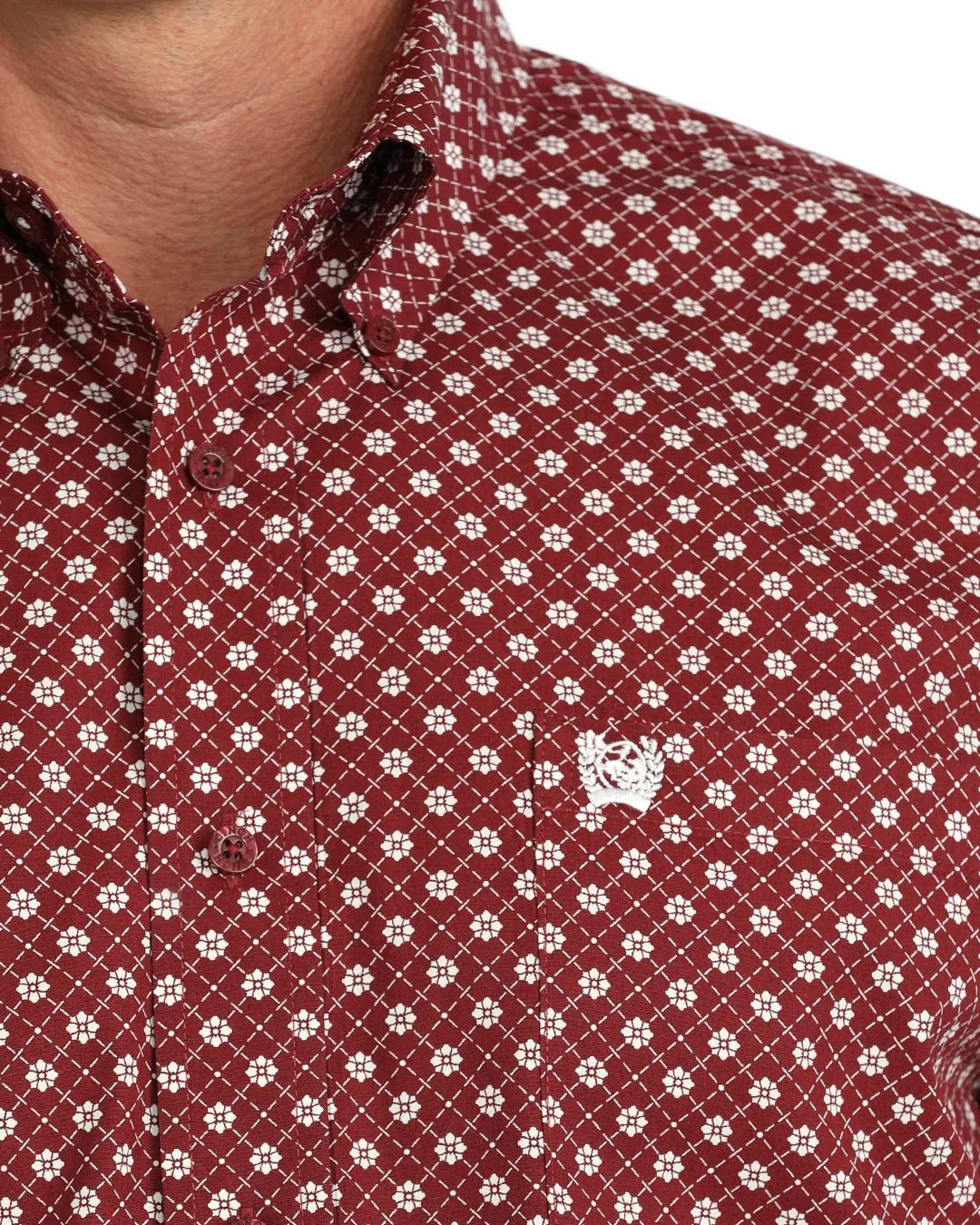 Cinch Men's Long Sleeve Print Shirt Burgundy MTW1106141 - Southern Soule Designs