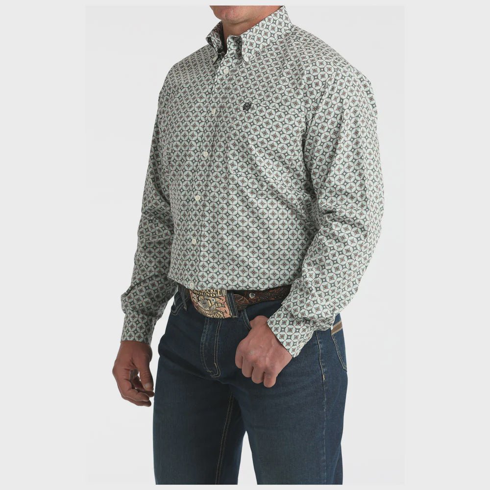 Cinch Men's Long Sleeve Print Shirt Cream MTW1106033 - Southern Soule Designs