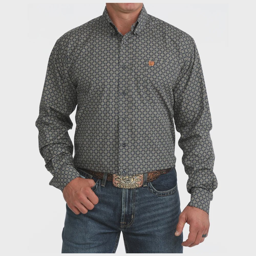 Cinch Men's Long Sleeve Print Shirt Navy MTW106131 - Southern Soule Designs