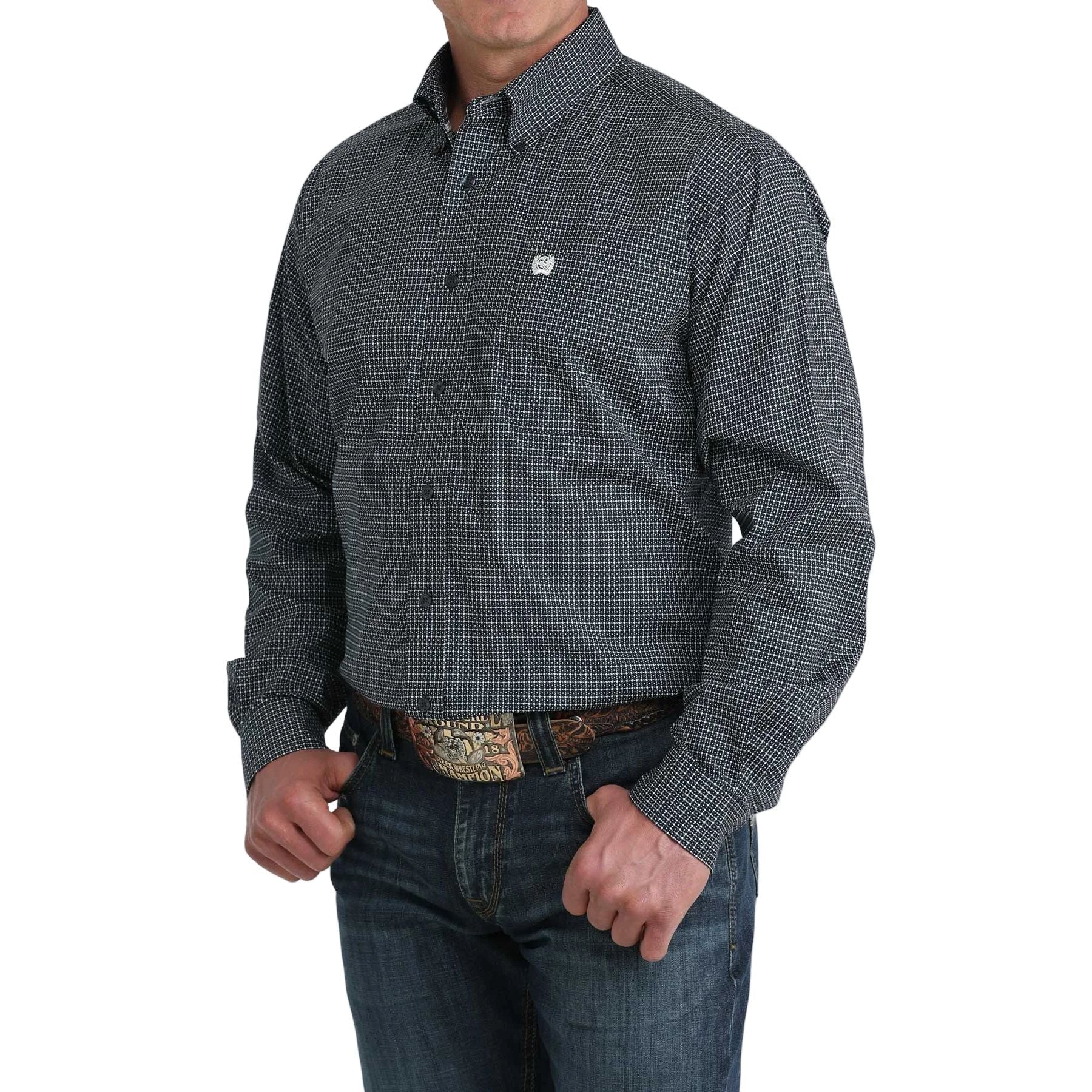 Cinch Men's Long Sleeve Print Shirt Navy MTW1106079 - Southern Soule Designs