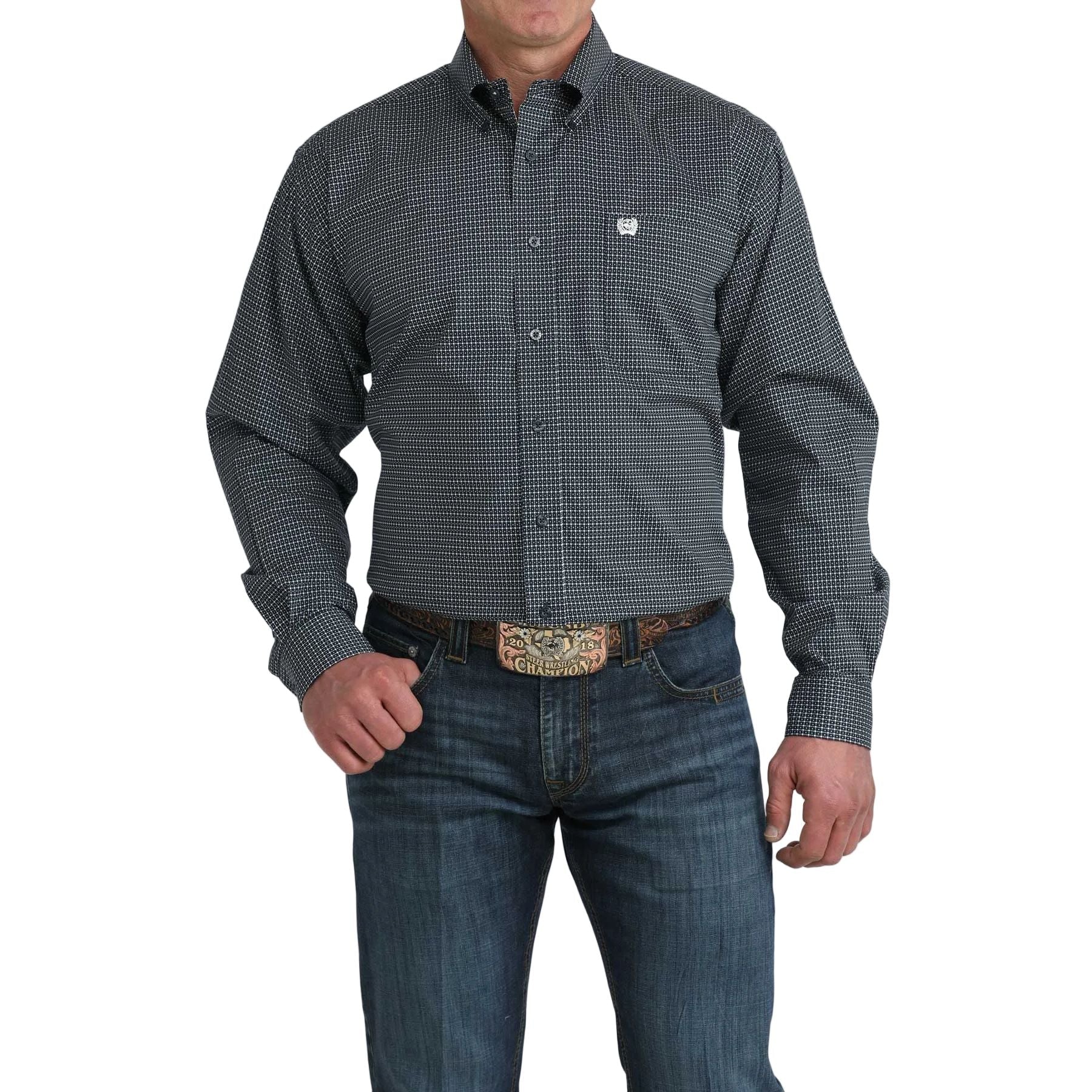 Cinch Men's Long Sleeve Print Shirt Navy MTW1106079 - Southern Soule Designs
