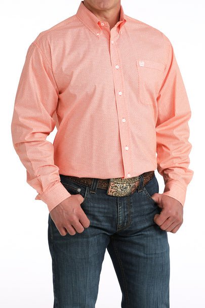 Cinch Men's Long Sleeve Print Shirt Orange MTW1106058 - Southern Soule Designs
