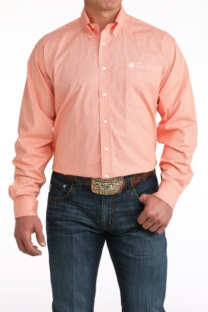 Cinch Men's Long Sleeve Print Shirt Orange MTW1106058 - Southern Soule Designs