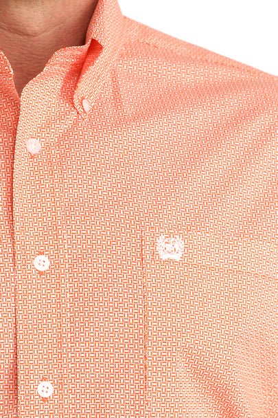 Cinch Men's Long Sleeve Print Shirt Orange MTW1106058 - Southern Soule Designs