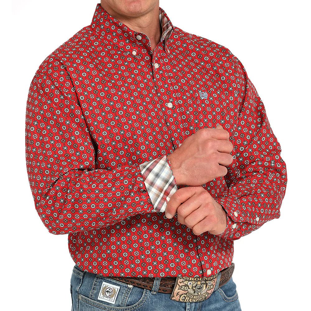 Cinch Men's Long Sleeve Print Shirt Red MTW1106041 - Southern Soule Designs