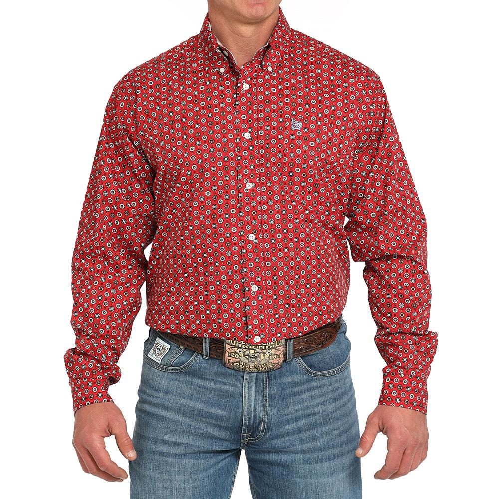 Cinch Men's Long Sleeve Print Shirt Red MTW1106041 - Southern Soule Designs