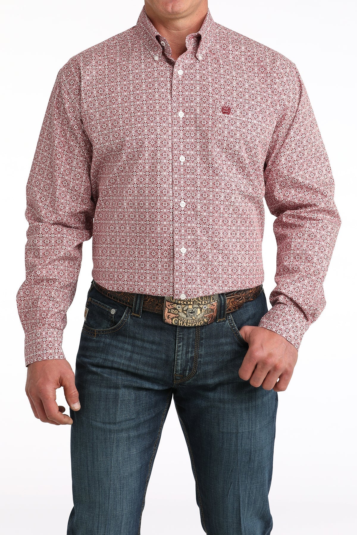 Cinch Men's Long Sleeve Print Shirt Red MTW1106052 - Southern Soule Designs