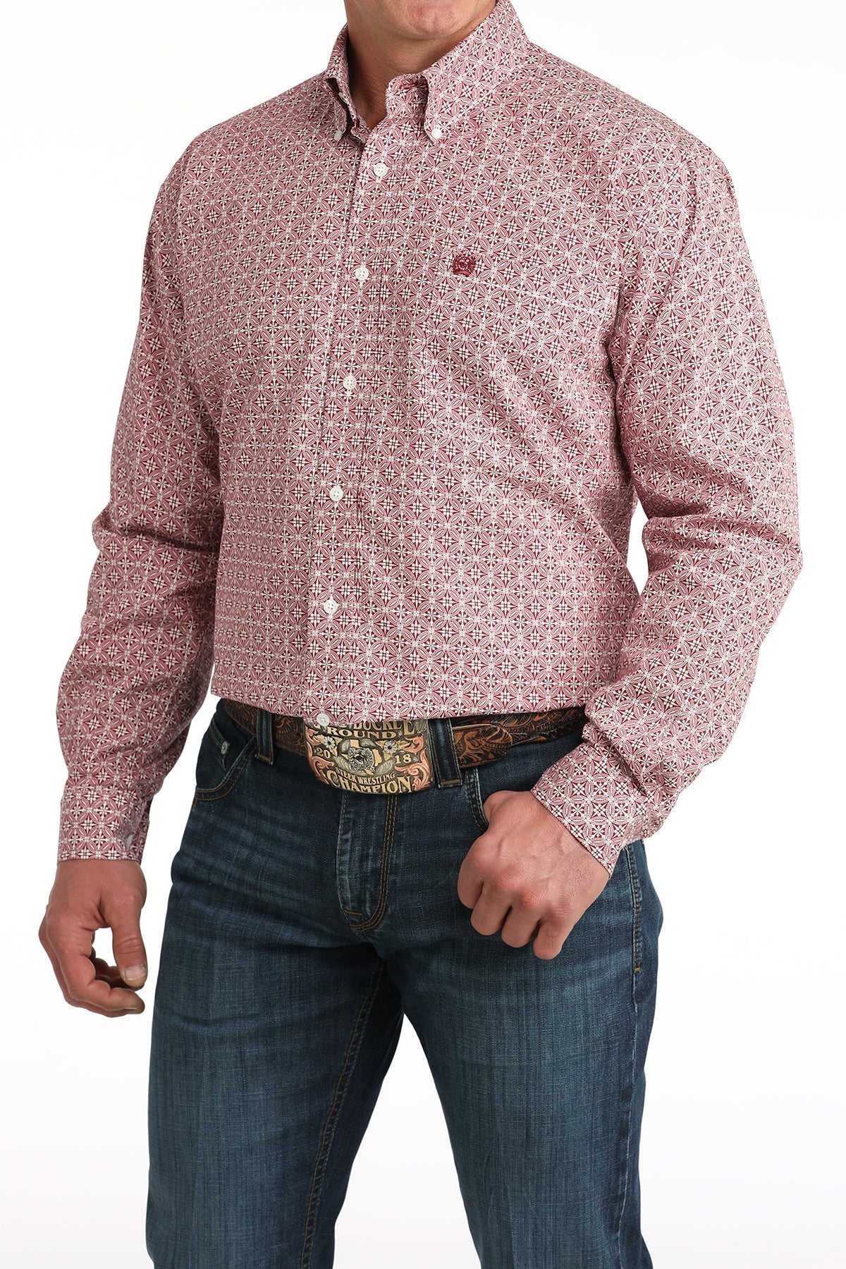 Cinch Men's Long Sleeve Print Shirt Red MTW1106052 - Southern Soule Designs