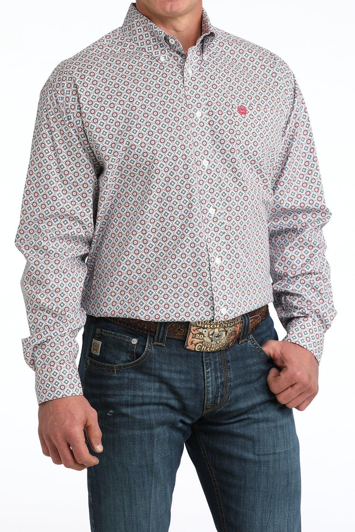 Cinch Men's Long Sleeve Print Shirt White MTW1106055 - Southern Soule Designs