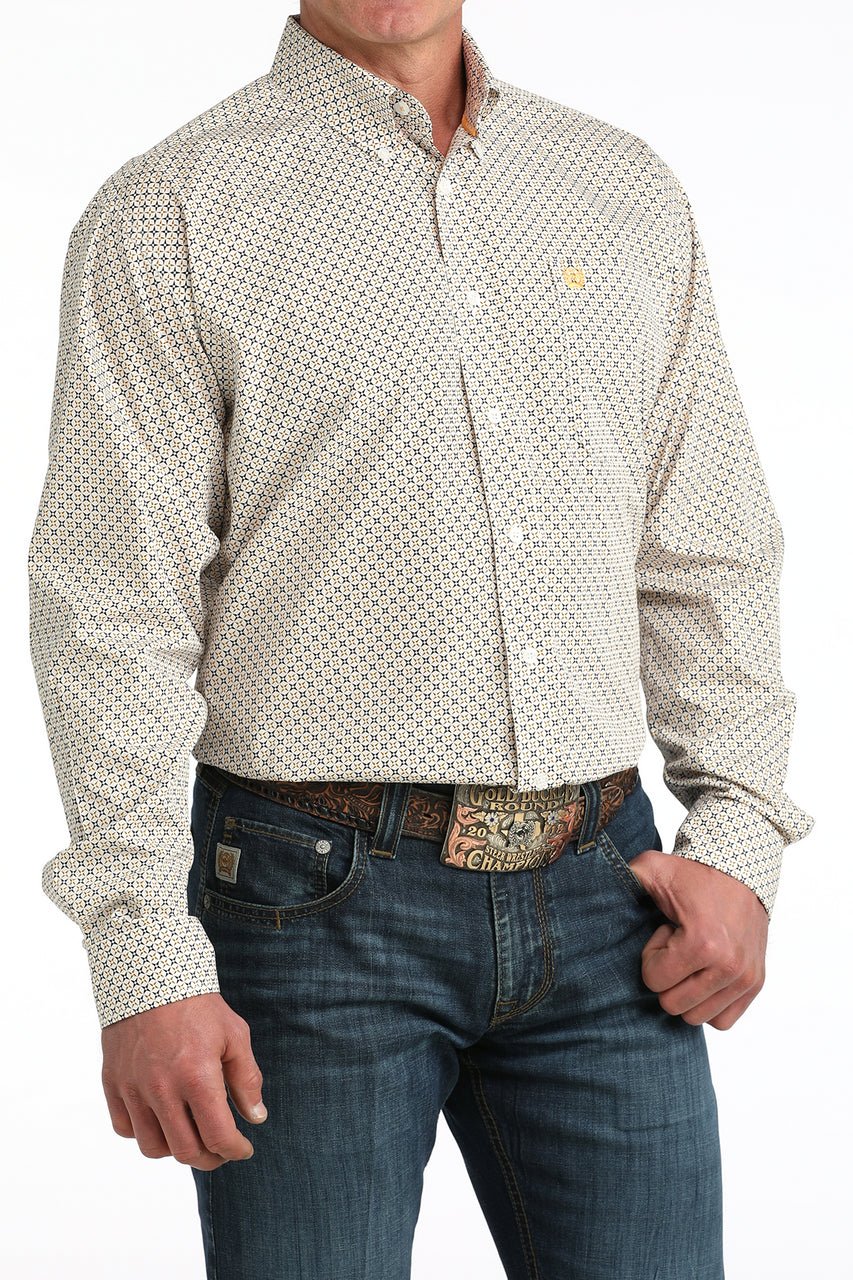 Cinch Men's Long Sleeve Print Shirt White MTW1106069 - Southern Soule Designs