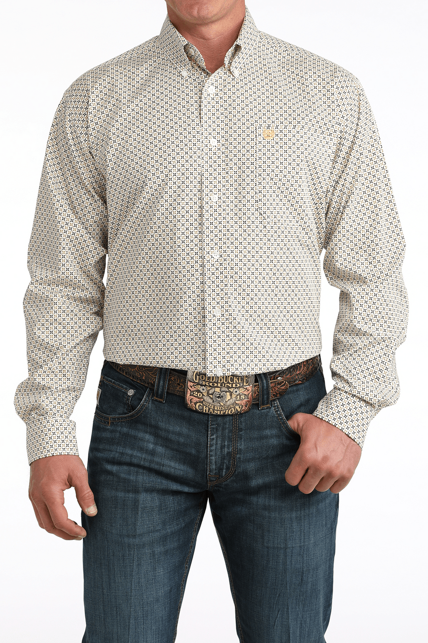 Cinch Men's Long Sleeve Print Shirt White MTW1106069 - Southern Soule Designs