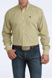 Cinch Men's Long Sleeve Print Shirt Yellow MTW1106082 - Southern Soule Designs