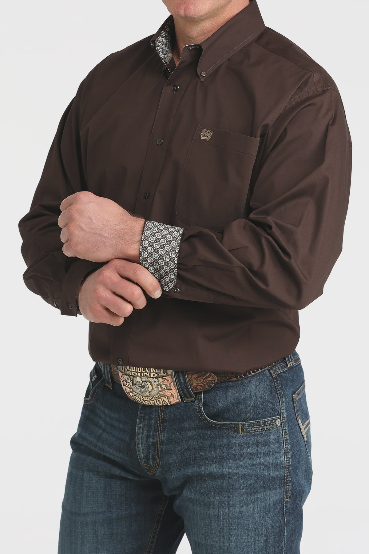 Cinch Men's Long Sleeve Solid Shirt Brown MTW1106065 - Southern Soule Designs