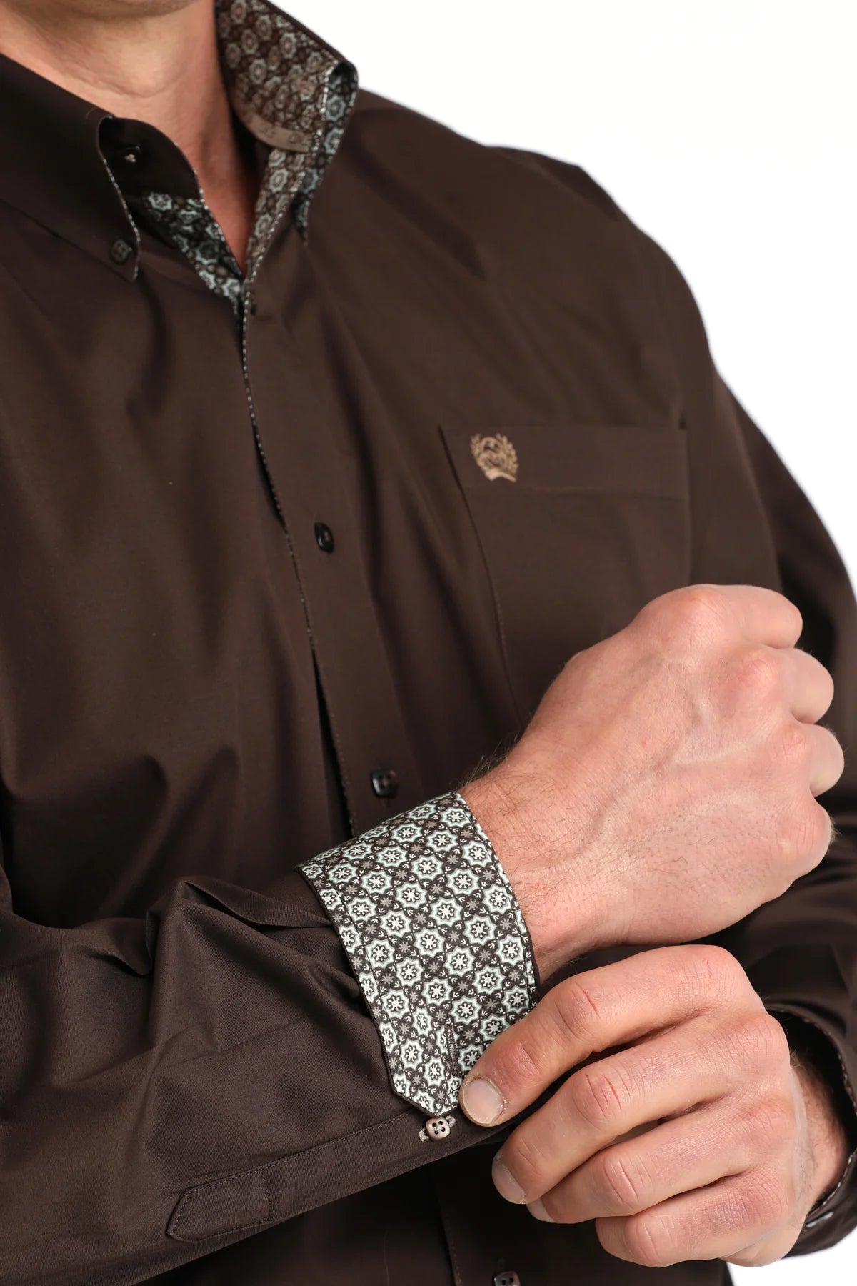 Cinch Men's Long Sleeve Solid Shirt Brown MTW1106065 - Southern Soule Designs